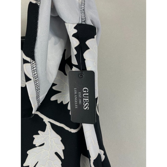 Guess Womens 8 Floral Embroidered Bodycon Dress Removable Straps Black White NWT - Picture 8 of 9